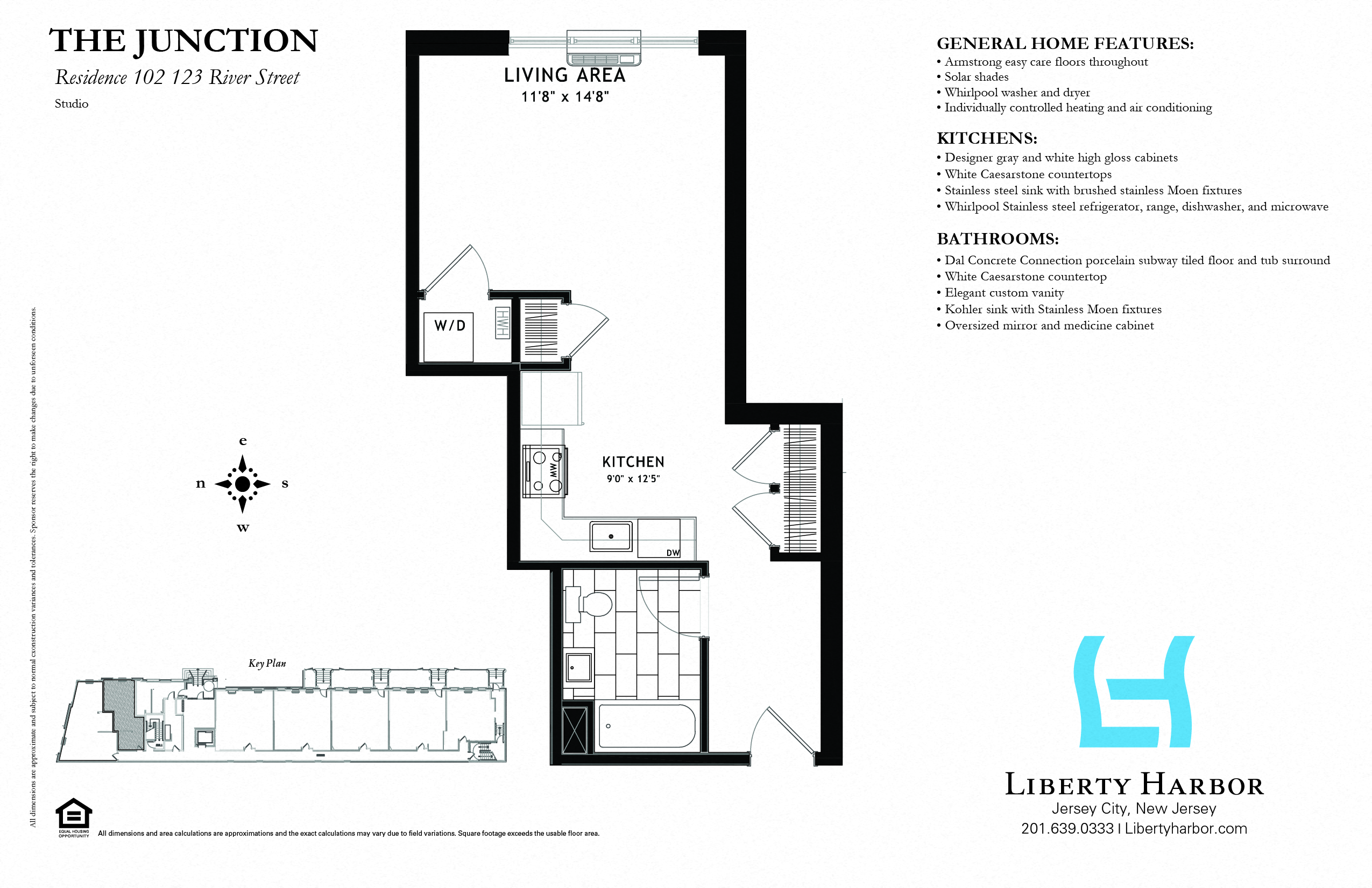 Floor plan for studio, 1 bath, 442 sqft